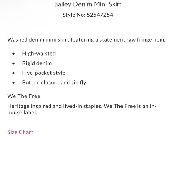 NWOT We The Free Bailey Denim Skirt 27 - Picture 8 of 8